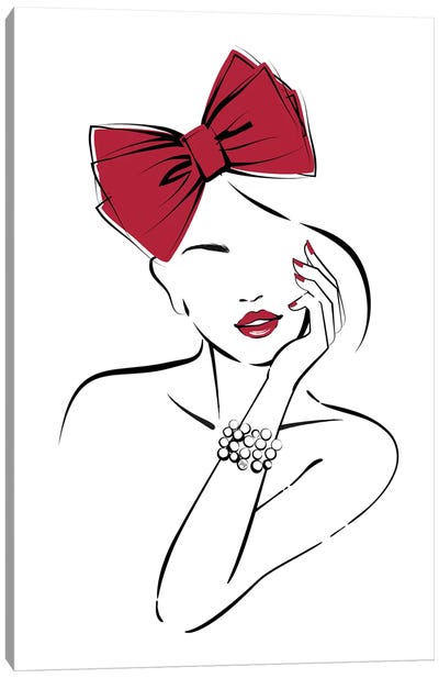 Red Bow Canvas Art Print - Get In Line
