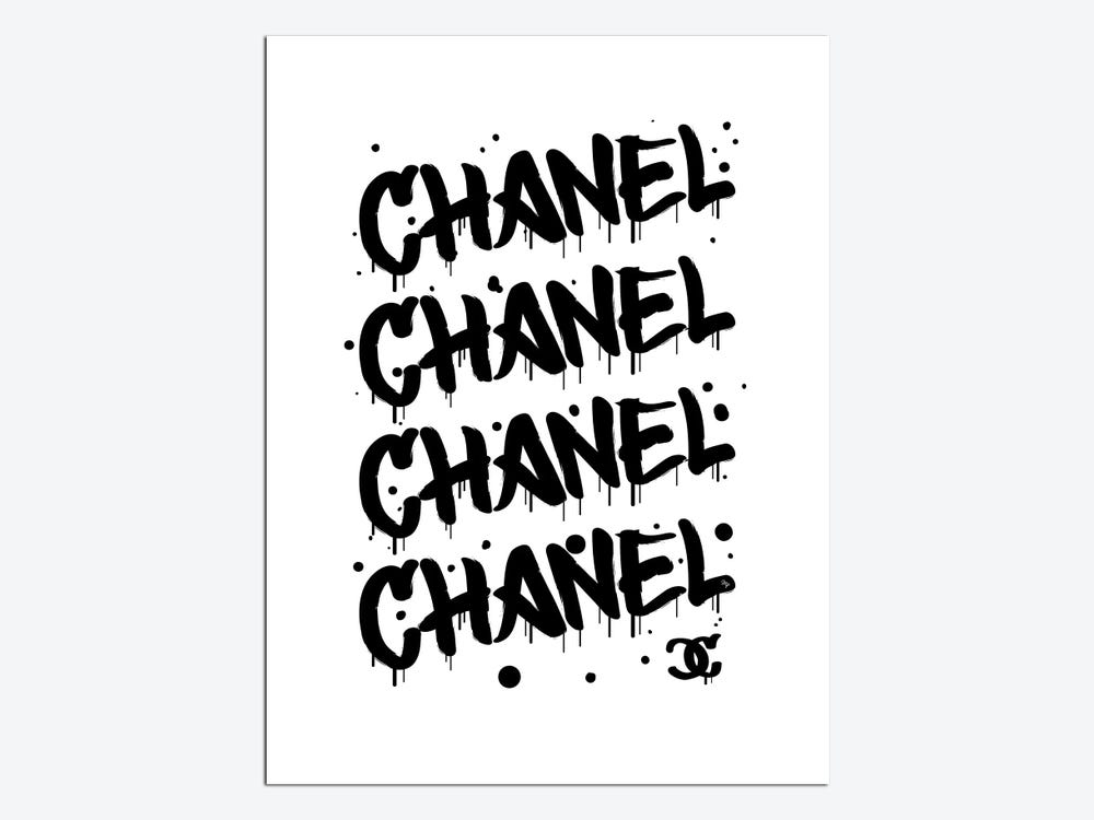 Martina Pavlova Large Canvas Art Prints - Chanel Graffiti Black ( Fashion > Fashion Brands > Chanel art) - 60x40 in