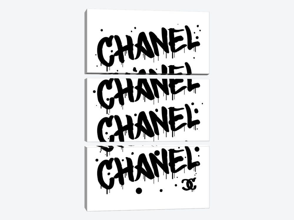Chanel Graffiti Black by Martina Pavlova 3-piece Art Print