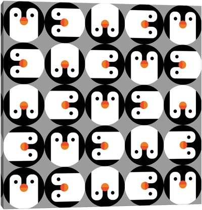 The Penguin Club Canvas Art Print - Black & White Patterns