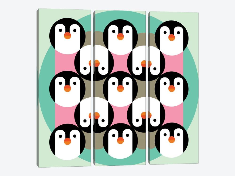 PenguinGame by Susana Paz 3-piece Art Print