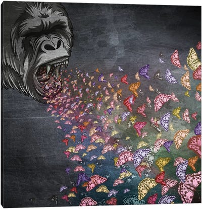The Roar Canvas Art Print - Gorilla Art