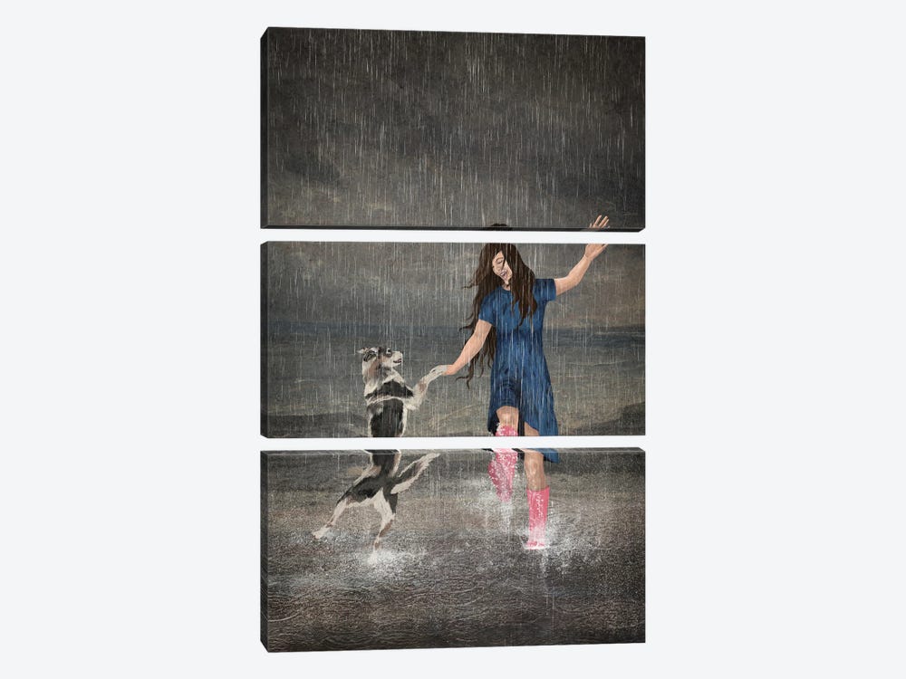 Amor Fati Or Dancing In The Rain by Paula Belle Flores 3-piece Canvas Print