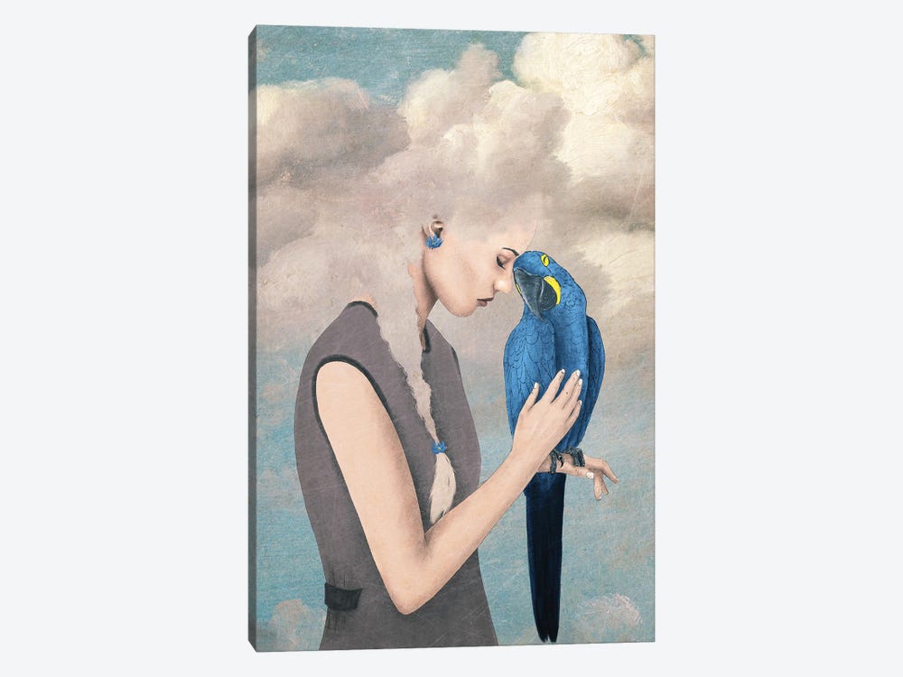 You Are Safe With Me Or Girl With Parrot by Paula Belle Flores 1-piece Canvas Wall Art