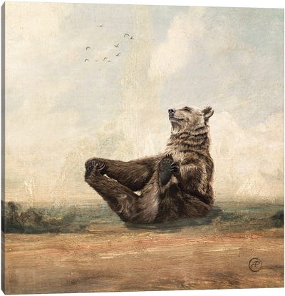 The Yoga Bear Canvas Art Print - Brown Bear Art
