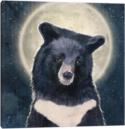 Moon Bear Portrait Canvas Art Print - Black Bear Art