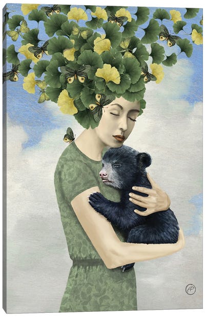 You Are Safe Bear Canvas Art Print - Black Bear Art