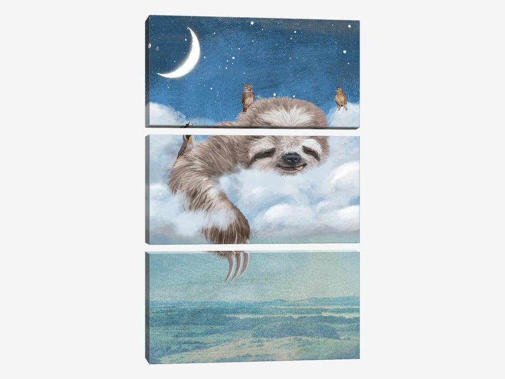 A Sloth's Dream by Paula Belle Flores 3-piece Canvas Print