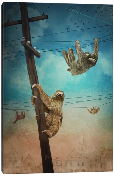 Sloth City Canvas Art Print - Sloth Art
