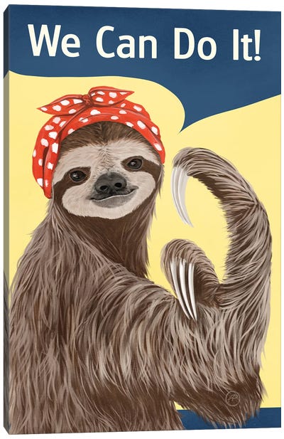 We Can Do It Sloth Version Canvas Art Print - Sloth Art