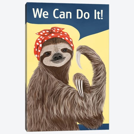 We Can Do It Sloth Version Canvas Print #PBF129} by Paula Belle Flores Canvas Print