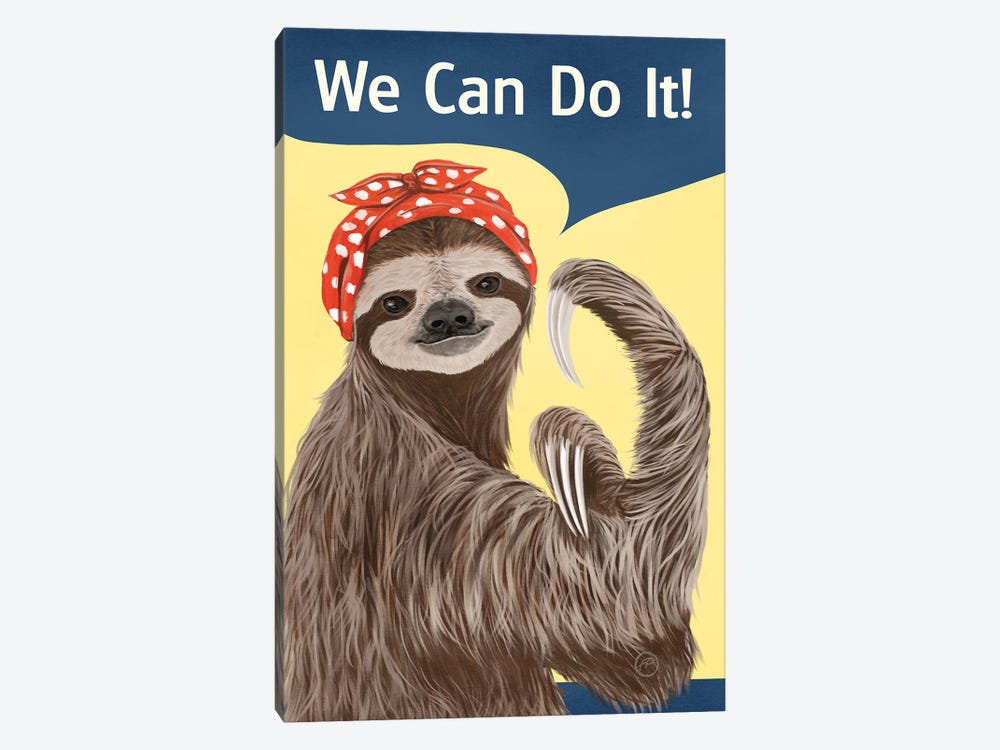 We Can Do It Sloth Version by Paula Belle Flores 1-piece Canvas Wall Art