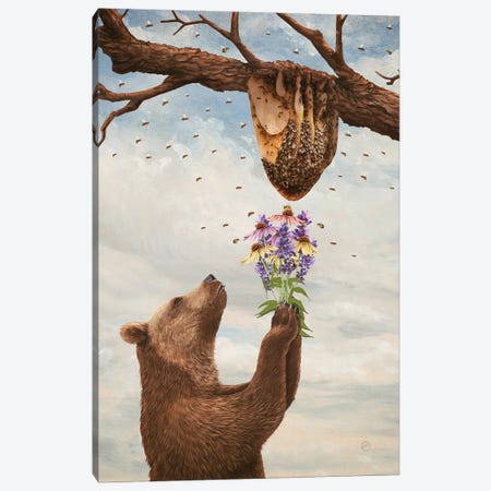 The Beelover Canvas Print #PBF133} by Paula Belle Flores Canvas Artwork