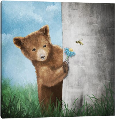 Wanna Be My Friend Canvas Art Print - Brown Bear Art