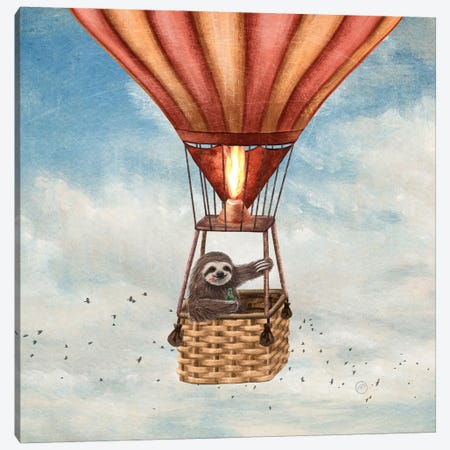 A Sloth Around The World Canvas Print #PBF137} by Paula Belle Flores Canvas Art Print
