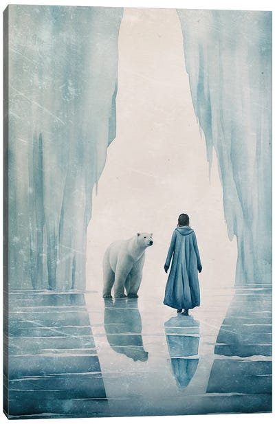 The Encounter Canvas Art Print - Polar Bear Art