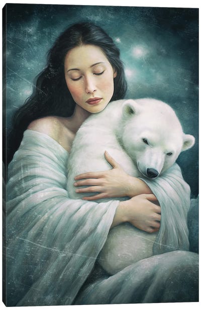 You Are Safe - Polar Bear Version Canvas Art Print - Polar Bear Art