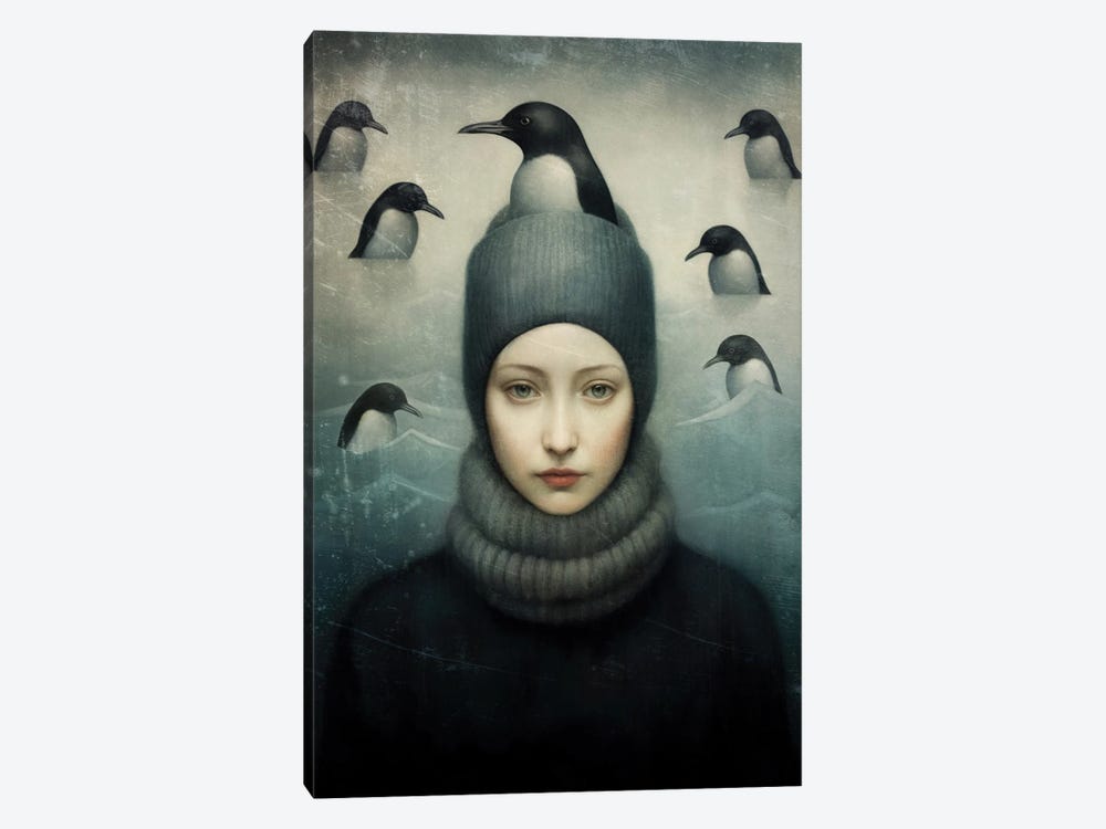 Penguin Lady by Paula Belle Flores 1-piece Canvas Art Print