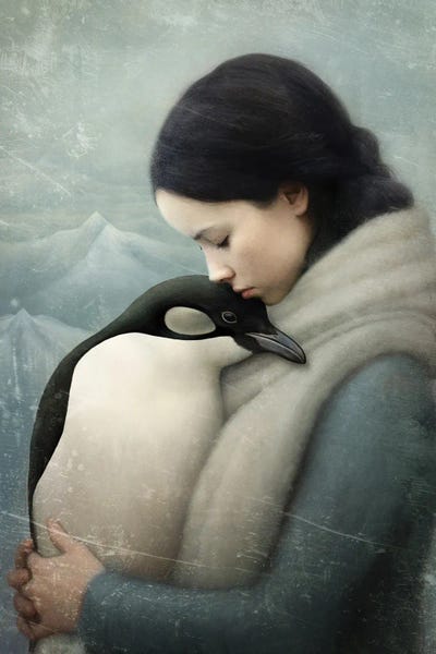 You Are Safe - Penguin Version by Paula Belle Flores multi panel art