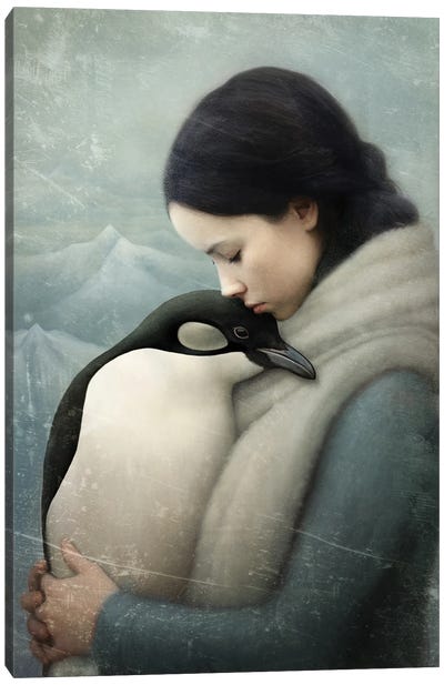 You Are Safe - Penguin Version Canvas Art Print - Paula Belle Flores