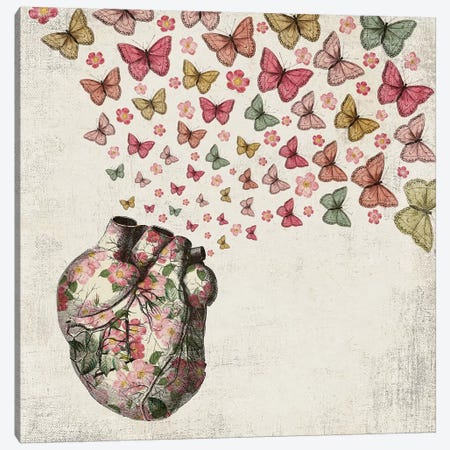 In Love: Heart And Butterfly Canvas Print #PBF14} by Paula Belle Flores Canvas Artwork