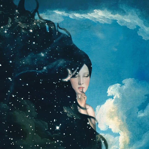 Kids Astronomy & Space Art: Lady Night by Paula Belle Flores