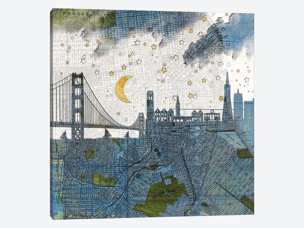 San Francisco, Old Map by Paula Belle Flores 1-piece Art Print