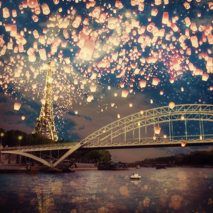 Love Wish: Lanterns Over Paris by Paula Belle Flores wall art