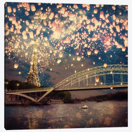 Love Wish: Lanterns Over Paris Canvas Print #PBF27} by Paula Belle Flores Art Print