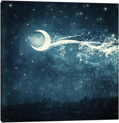 Moonriver Canvas Art Print - Crescent Moon Art