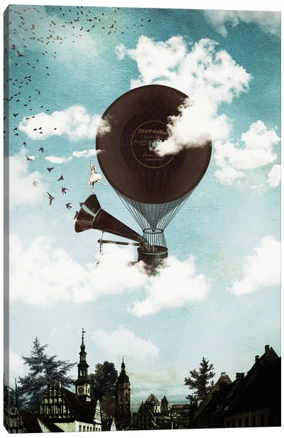 Music Flight Canvas Art Print - Hot Air Balloon Art