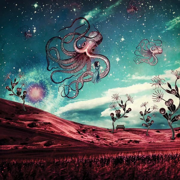 Kids Ocean Life Art: Sunrise Over The Purple Planet by Paula Belle Flores