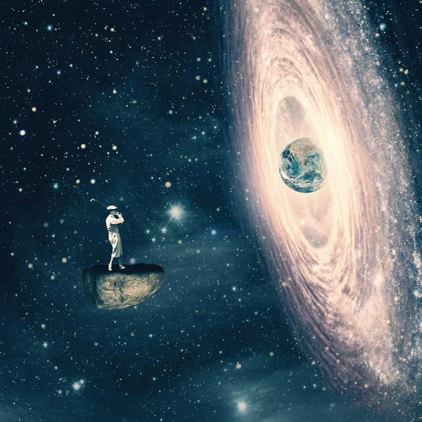 Kids Astronomy & Space Art: The Golfer by Paula Belle Flores