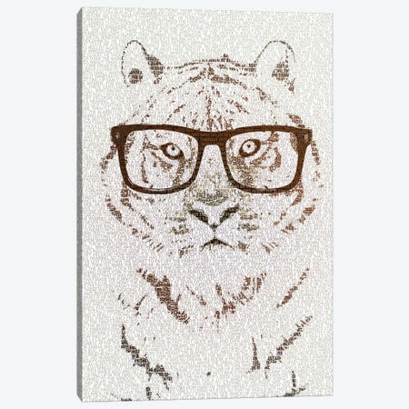 The Intellectual Tiger Hipster Version Canvas Print #PBF69} by Paula Belle Flores Canvas Wall Art