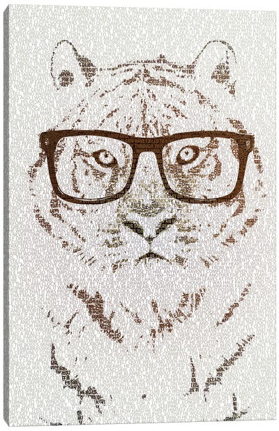 The Intellectual Tiger Hipster Version Canvas Art Print - Paula Belle Flores