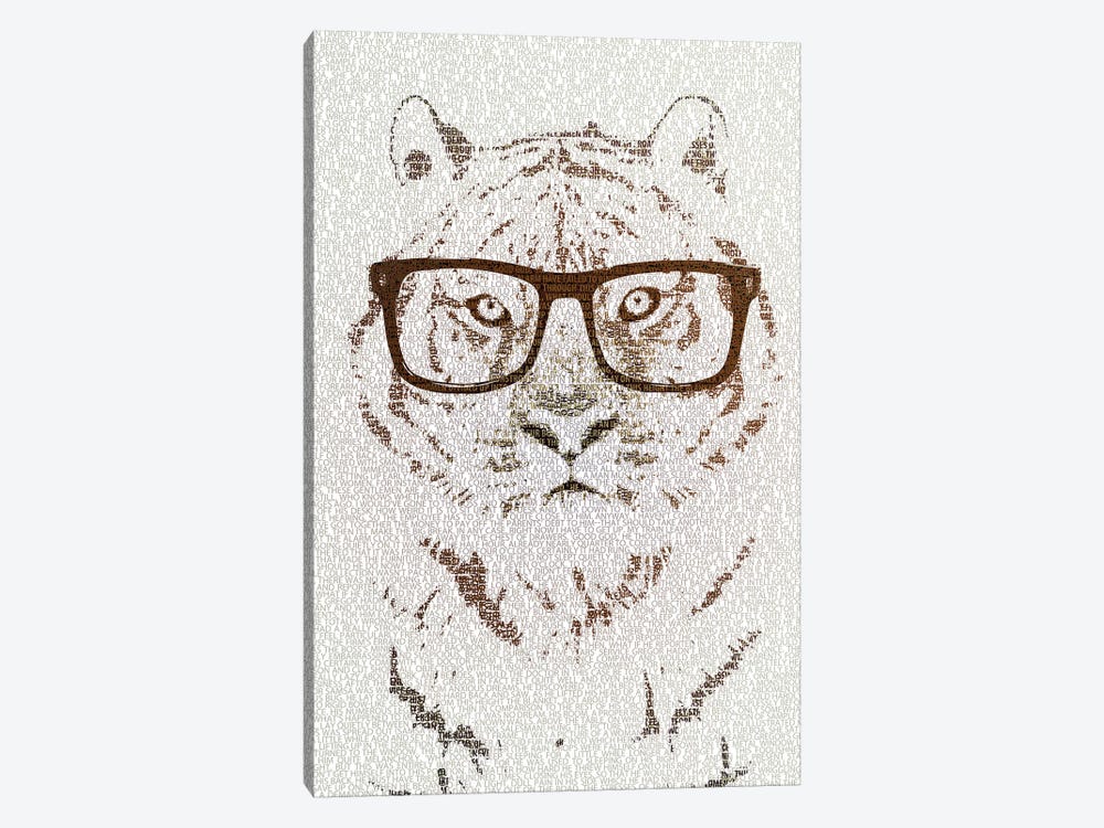 The Intellectual Tiger Hipster Version by Paula Belle Flores 1-piece Canvas Art Print