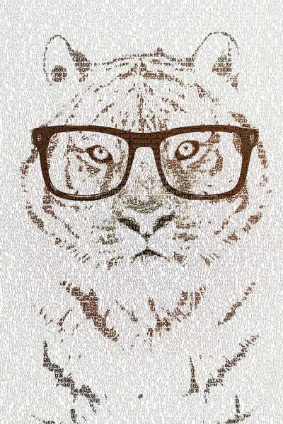 Tigers: The Intellectual Tiger Hipster Version by Paula Belle Flores