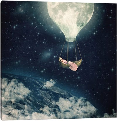 The Moon Carries Me Away Canvas Art Print - Paula Belle Flores