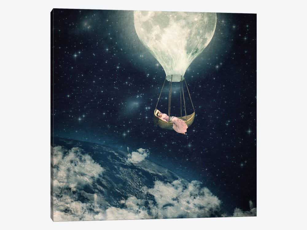 The Moon Carries Me Away by Paula Belle Flores 1-piece Canvas Artwork