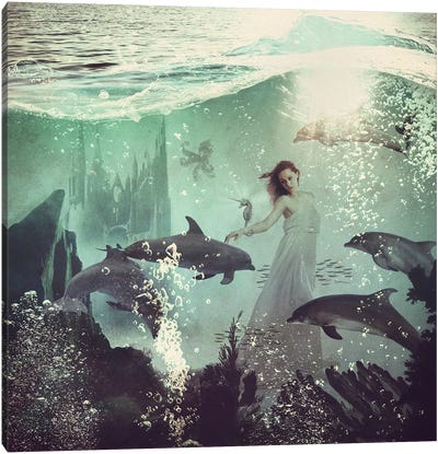 The Sea Unicorn Lady Canvas Art Print - Paula Belle Flores