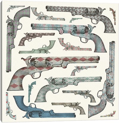 Vintage Pistols Canvas Art Print - Weapons & Artillery Art