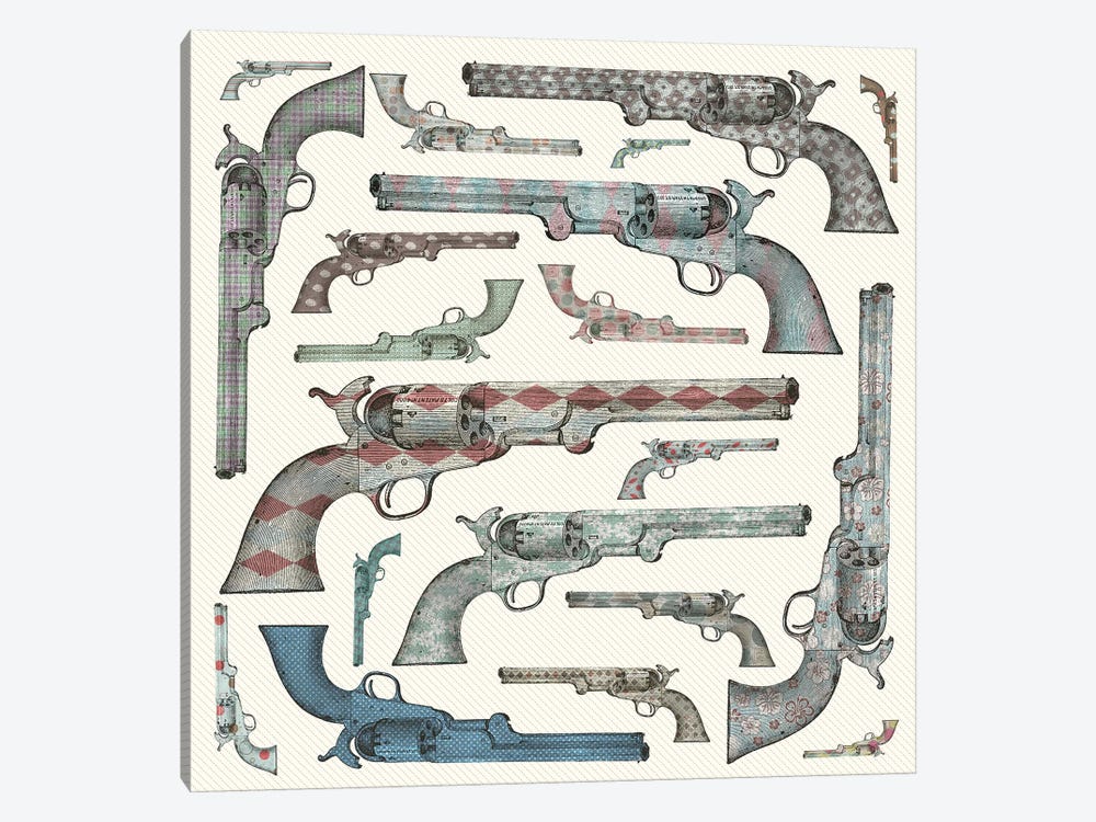 Vintage Pistols by Paula Belle Flores 1-piece Canvas Print