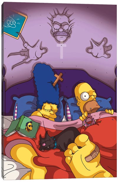 Neddys Coming For You Canvas Art Print - Homer Simpson