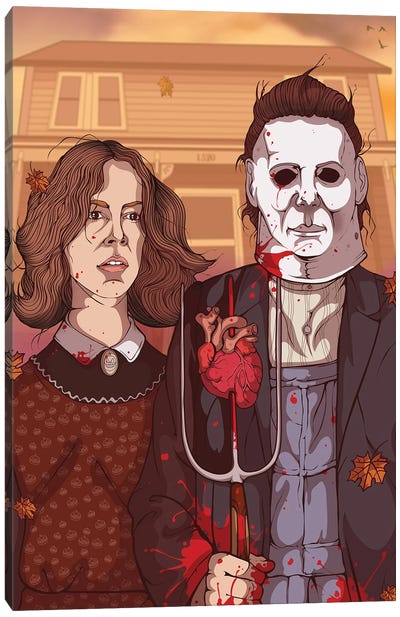 American Gothic Halloween Canvas Art Print - PBMahoneyArt