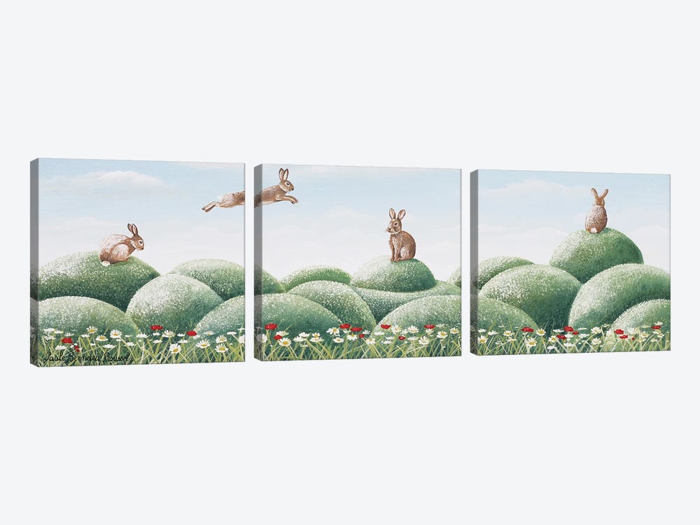 Bunny Hop by Paule Bernard Roussel 3-piece Canvas Wall Art