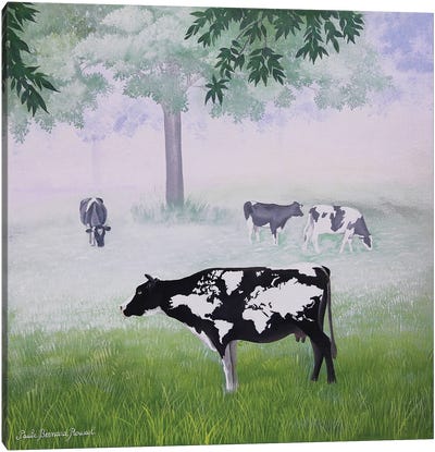 Cow World Canvas Art Print - Paule Bernard Roussel