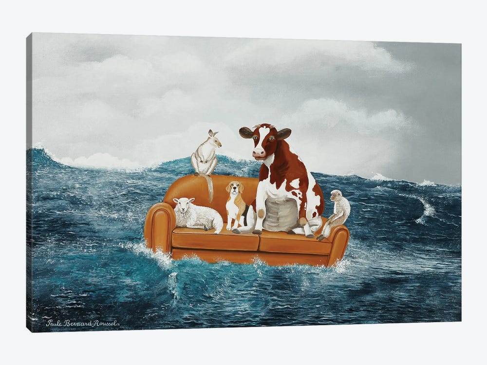 Cow On Sofa by Paule Bernard Roussel 1-piece Canvas Art Print