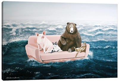 Waiting For Noah Canvas Art Print - Brown Bear Art