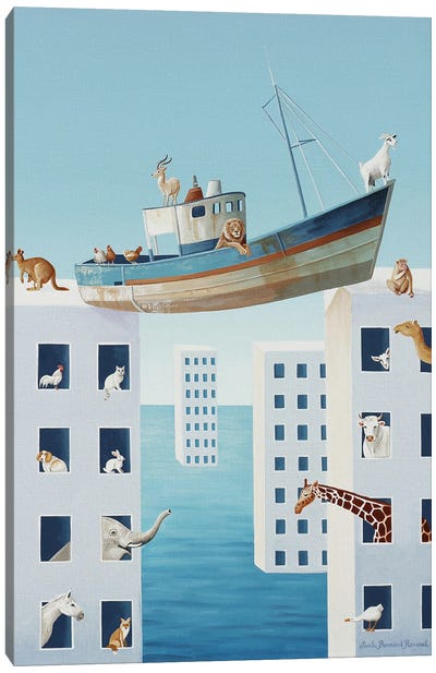 Windows With Sea View Canvas Art Print - Camel Art