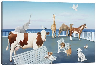 On The Bridge Canvas Art Print - Jack Russell Terrier Art